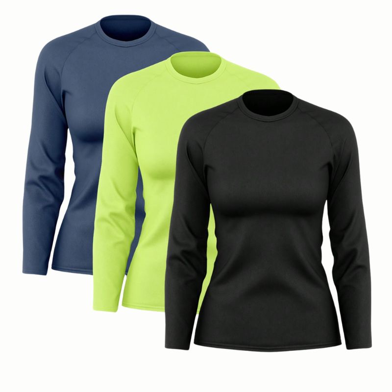 Kit 3 Camisetas Manga Longa Feminina Dry Fit Esportiva - FemmeSport