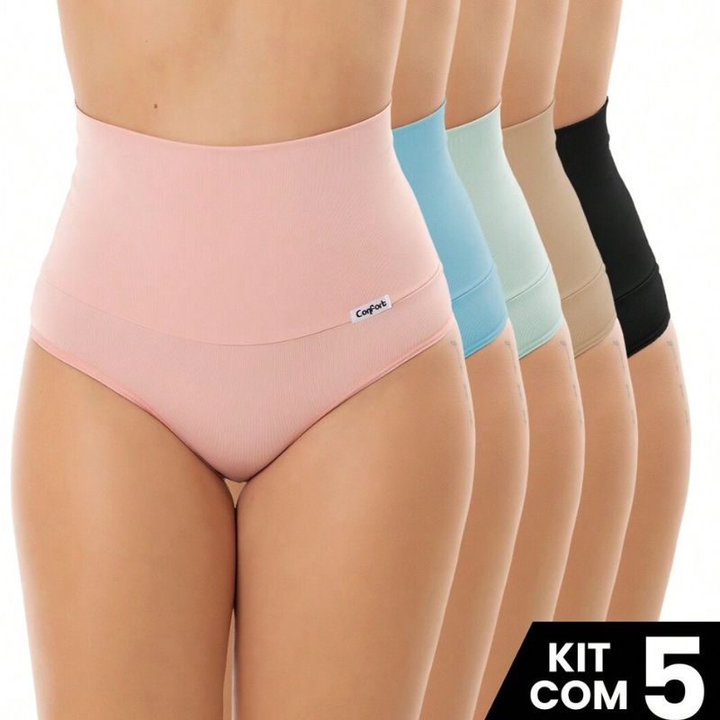 Kit 5 Calcinhas Cós Alto 15cm Modeladora - MoldelaFem | Kaype Store
