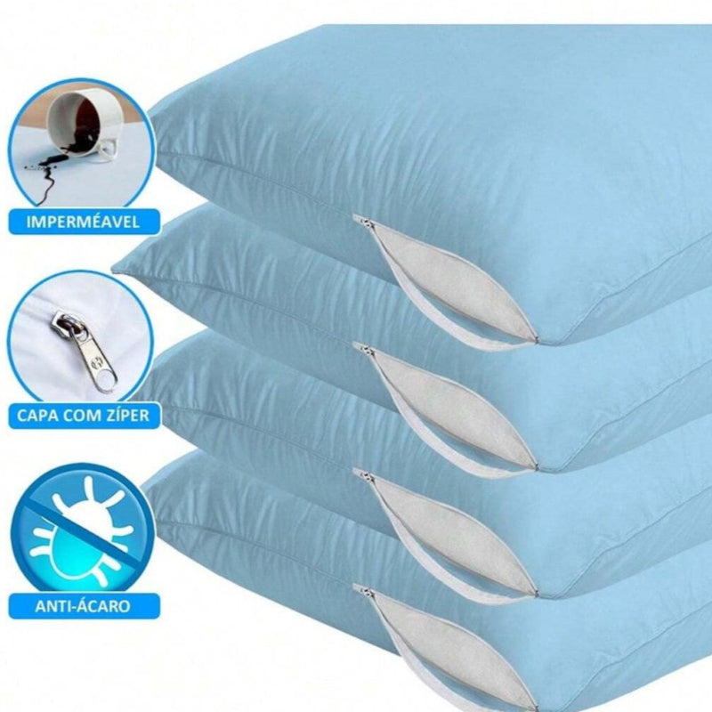 Kit 4 Capas Travesseiro Impermeável Com Zíper e HipoAlergênico - Kaype Store