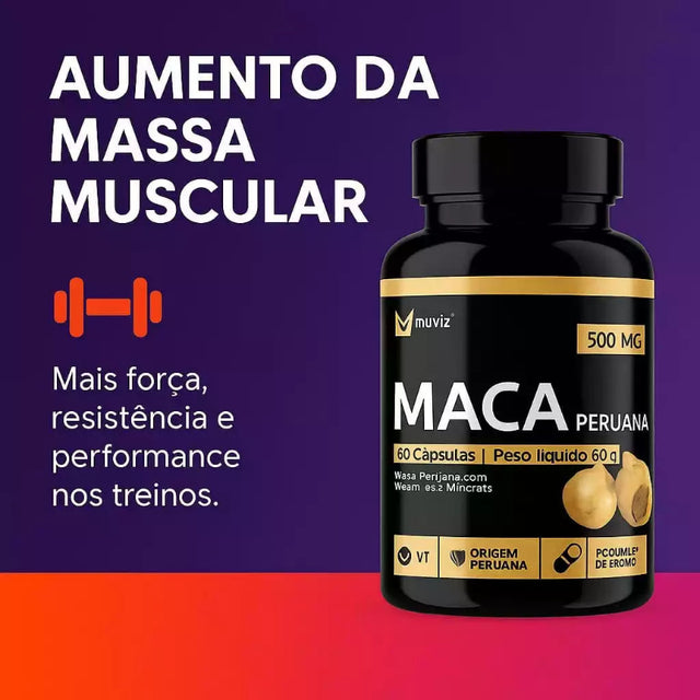 Maca Peruana Original 120 Cápsulas – Suplemento Natural Rico em Nutrientes Vegetais