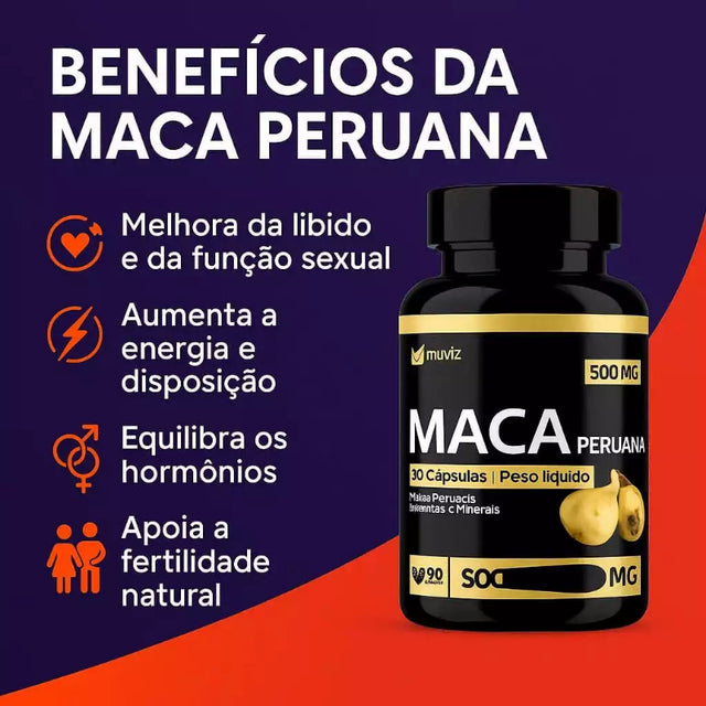 Maca Peruana Original 120 Cápsulas – Suplemento Natural Rico em Nutrientes Vegetais