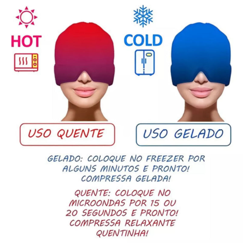 Mascara Touca para Alívio de Dor de Cabeca - Terapia Fria e Quente - Kaype Store