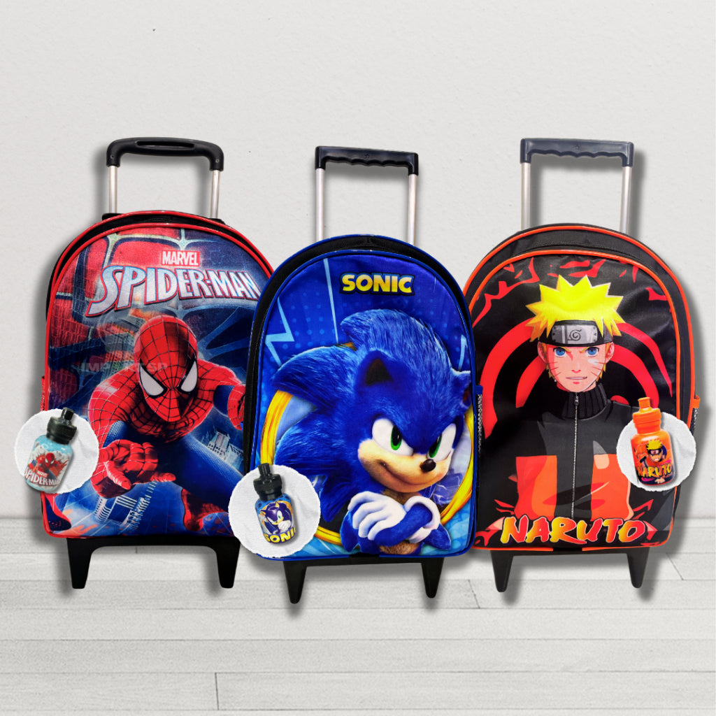 Mochila Escolar com Rodinhas+ Garrafinha de Água - Kaype Store