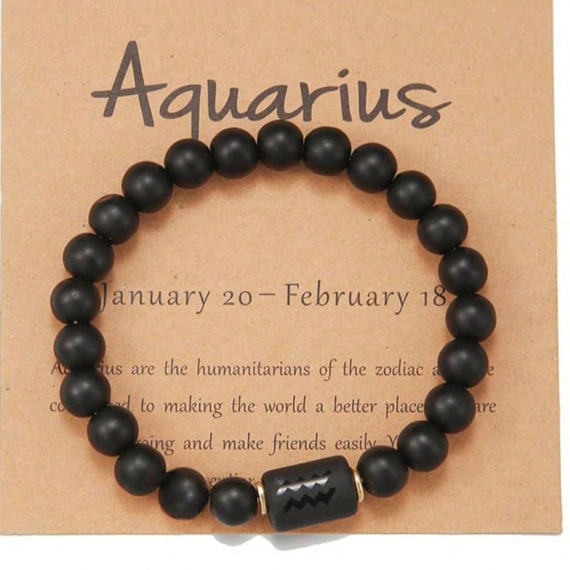 Pulseira Signos Prime - Pedras com Símbolos de Todos os Signos - Kaype Store - Aquario