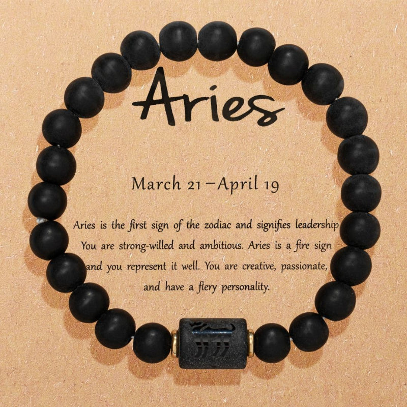 Pulseira Signos Prime - Pedras com Símbolos de Todos os Signos - Kaype Store - Aries