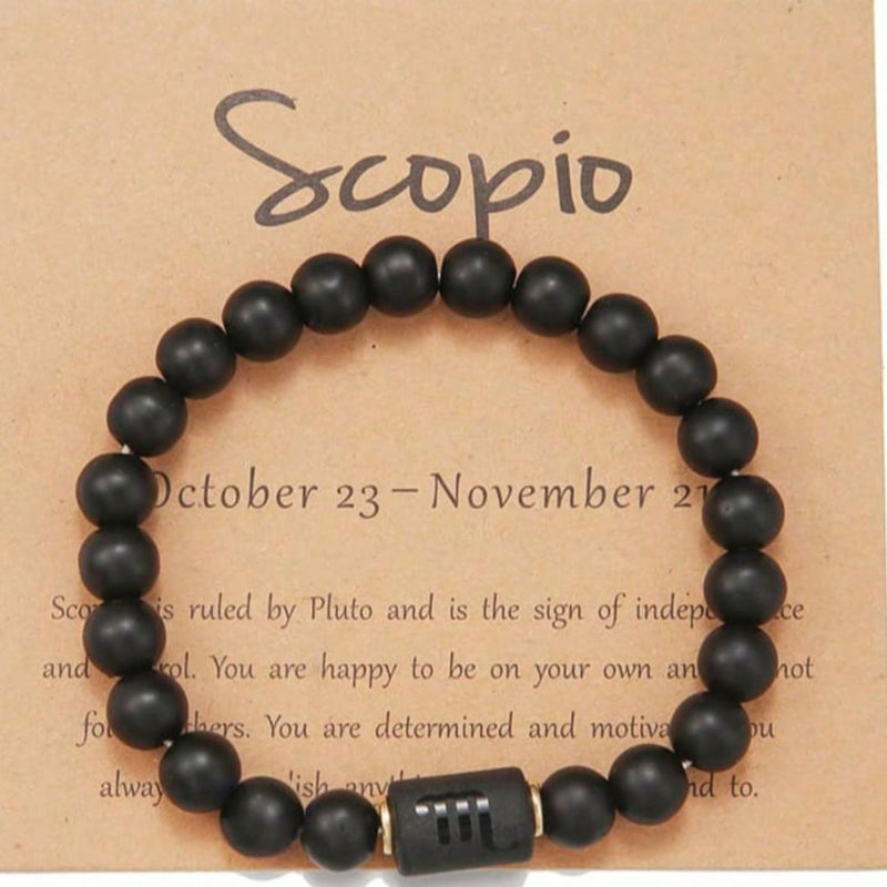 Pulseira Signos Prime - Pedras com Símbolos de Todos os Signos - Kaype Store - Escorpiao