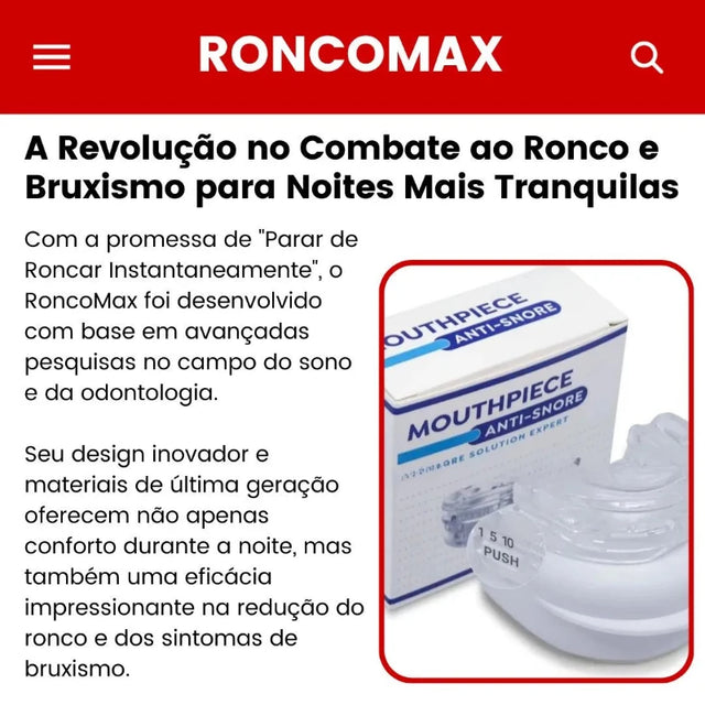 RoncoMax Original – Dispositivo de Conforto Noturno com Ajuste Oral
