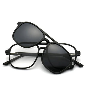 Óculos de Sol Magnetico Polarizado 6 em 1 Original com Proteção UV+ Estojo de Brinde