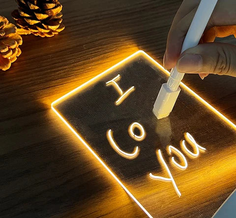 Luminária LED de Anotações Criativa em acrílico com caneta para anotações