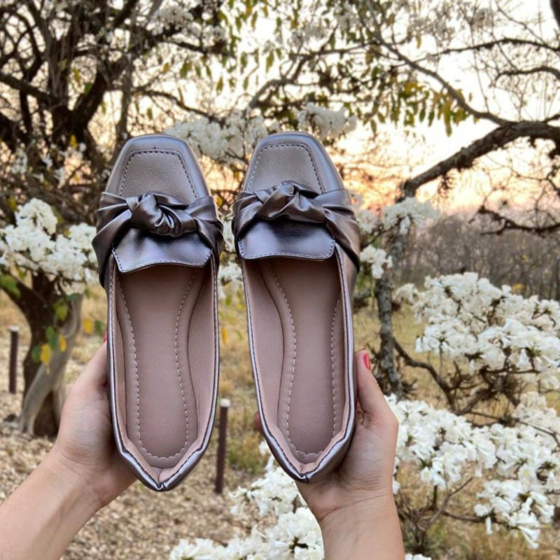 Sapato Sapatilha Feminina Mocassim - Prata - Kaype Store
