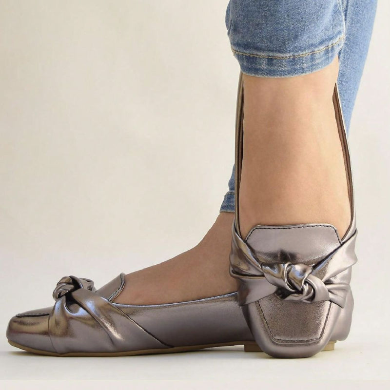 Sapato Sapatilha Feminina Mocassim - Prata - Kaype Store