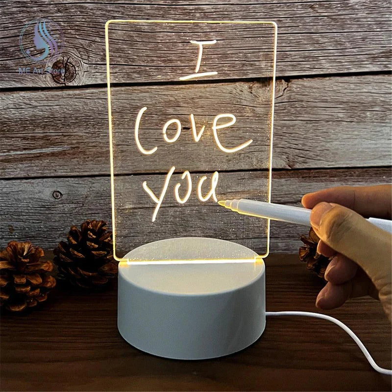 Luminária LED de Anotações Criativa em acrílico com caneta para anotações