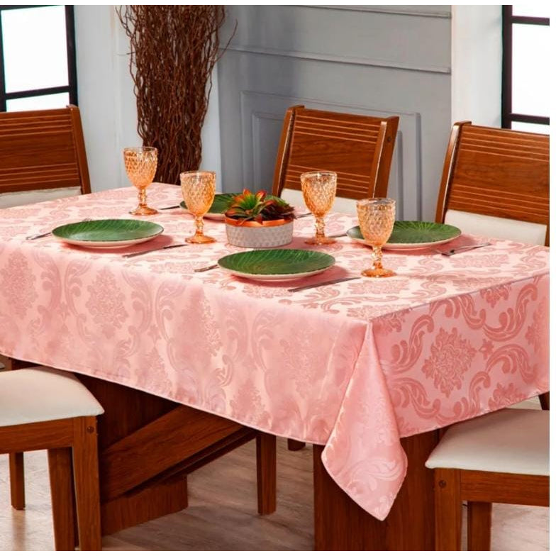 Toalha de Mesa Luxo 6 Lugares - Jacquard  2,00m x 1,40m | Tecido Grosso Premium