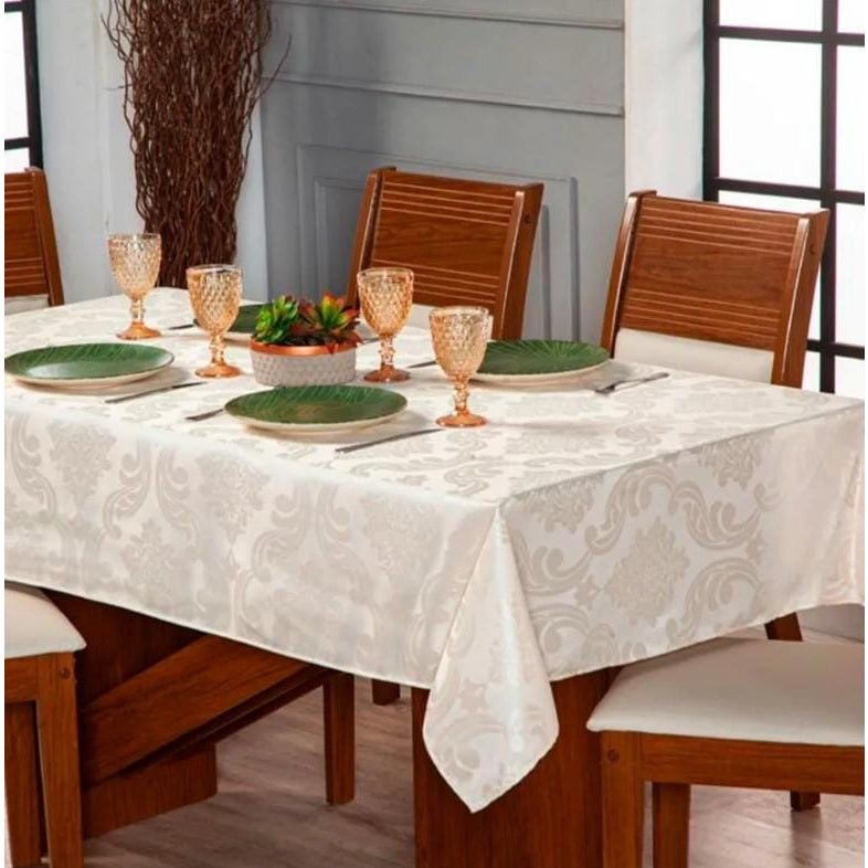 Toalha de Mesa Luxo 6 Lugares - Jacquard  2,00m x 1,40m | Tecido Grosso Premium