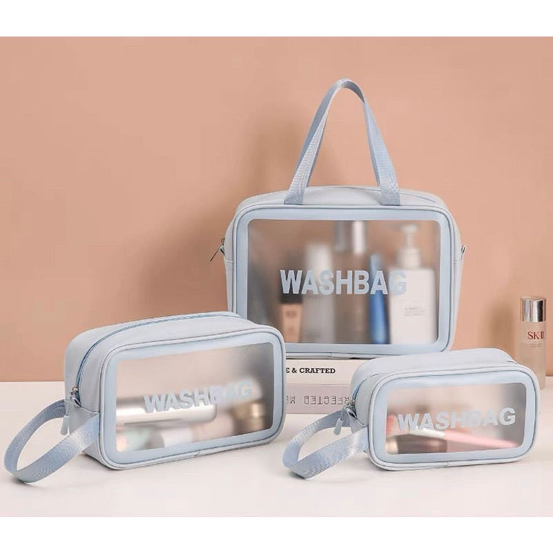 Kit 3 Necessaire de Maquiagem Transparente WashBag à Prova d'Água - Kaype Store