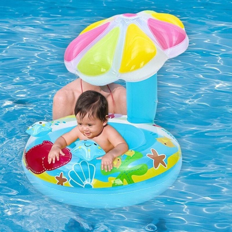 Boia Bebê Cobertura Cogumelo Inflável - Proteção Solar e Segurança | Kaype Store