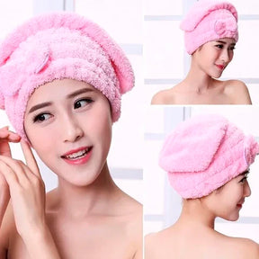 Touca Toalha de Secar Cabelo de Microfibra Anti Frizz