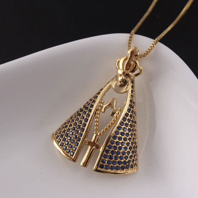 Colar Nossa Senhora Aparecida Banhado a Ouro - Proteção Divina e Elegância - Kaype Store