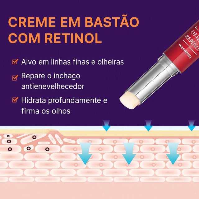 Creme em Bastão Para Os Olhos Com Retinol - Remove Bolsas, Melhora as Olheiras e Hidrata a Área dos Olhos | Kaype Store