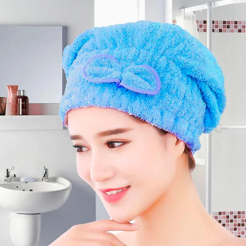 Touca Toalha de Secar Cabelo de Microfibra Anti Frizz