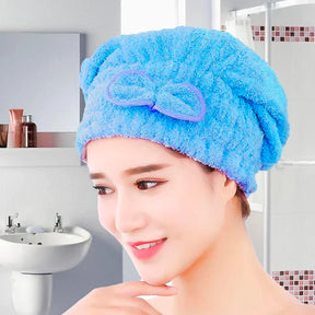 Touca Toalha de Secar Cabelo de Microfibra Anti Frizz