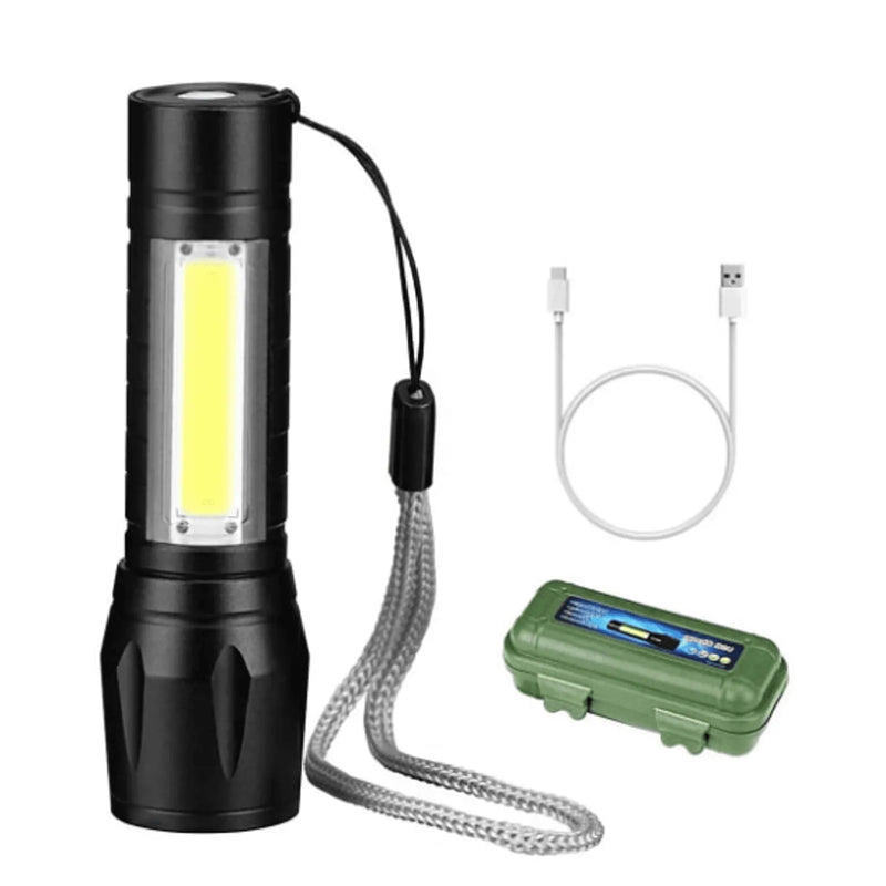Mini Lanterna LED Recarregável com Zoom Ajustável - Via USB - Kaype Store