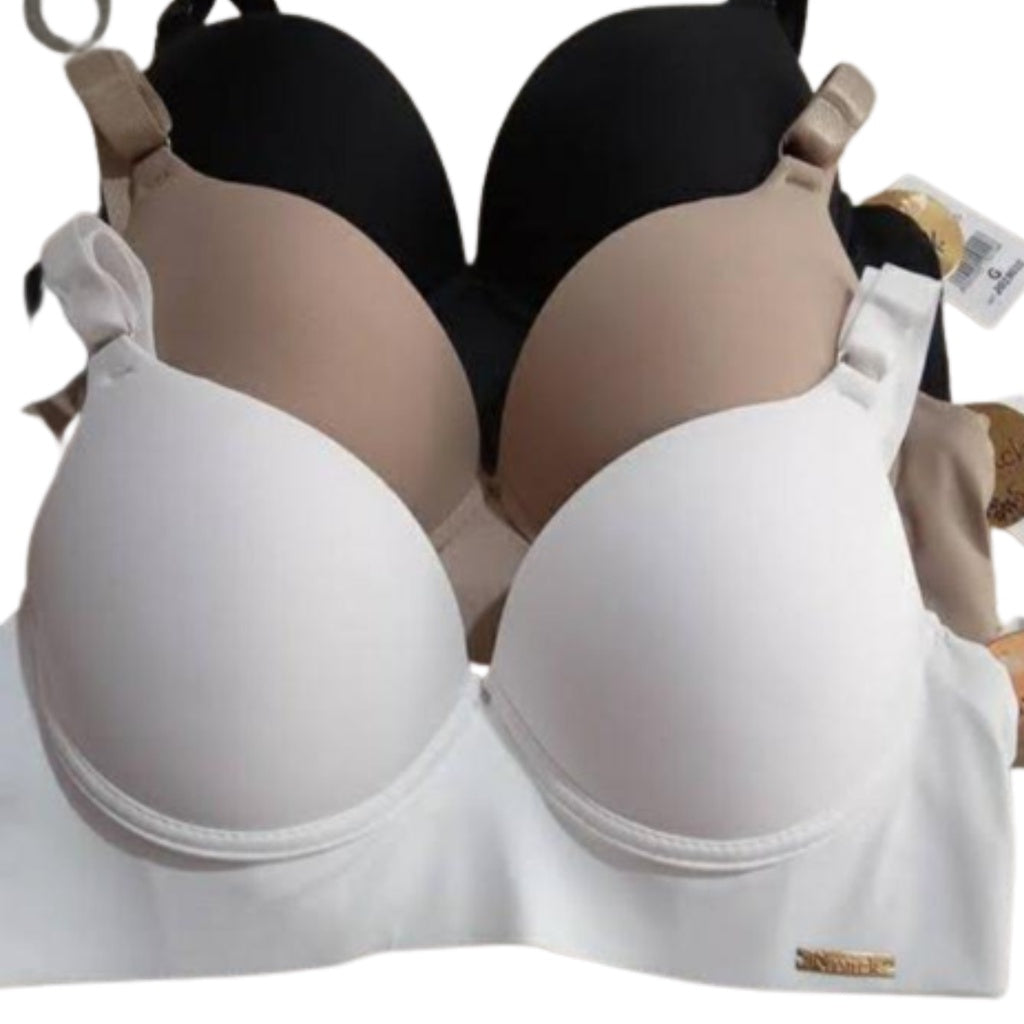 Kit 3 Sutiã Feminino Básico Reforçado de Microfibra com Bojo – Florelli | Kaype Store