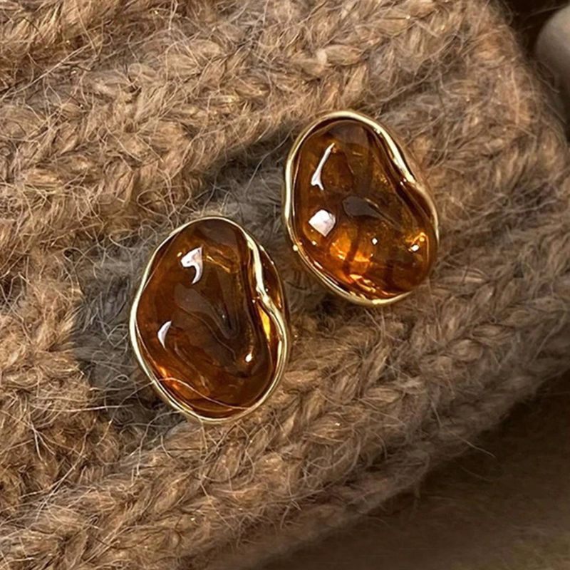 3 Pares de Brincos Elegantes Vintage em Resina Âmbar - Kaype Store