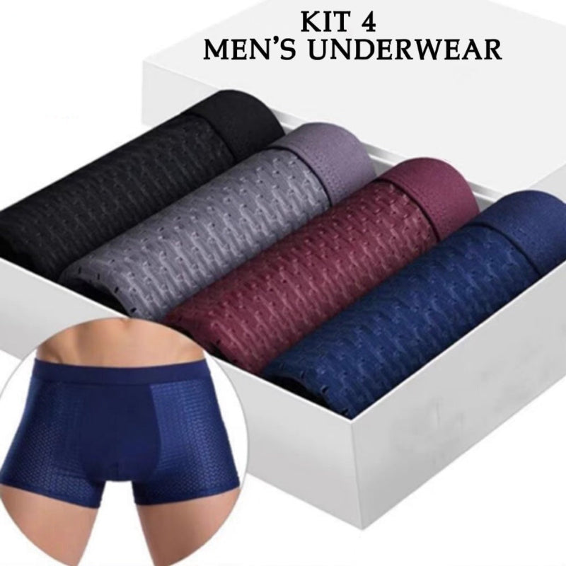 Kit 4 Cueca Boxer Masculino /Cueca Bambu de Malha - Kaype Store