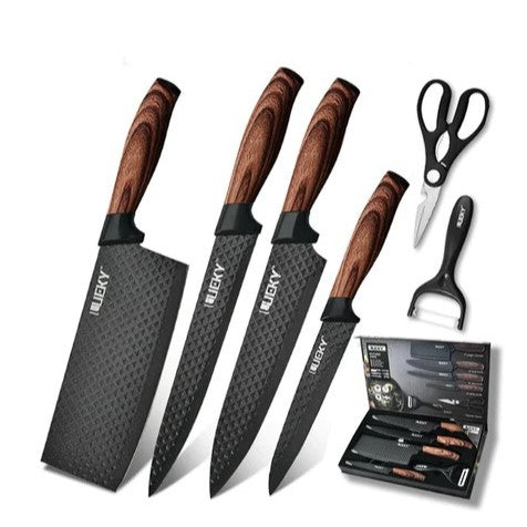 Kit 6 Peças Conjunto de Faca Profissional - Cutelo, Descascador e Tesoura