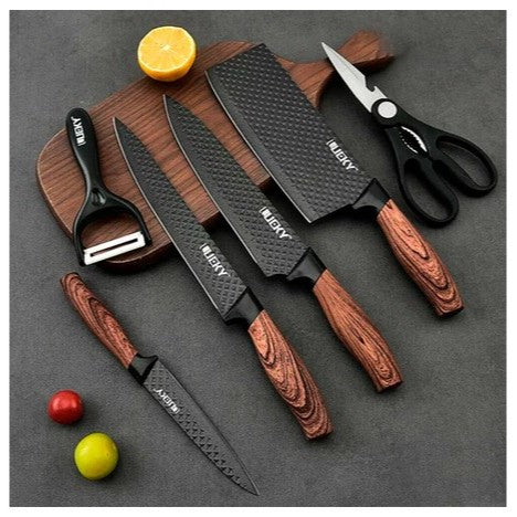 Kit 6 Peças Conjunto de Faca Profissional - Cutelo, Descascador e Tesoura