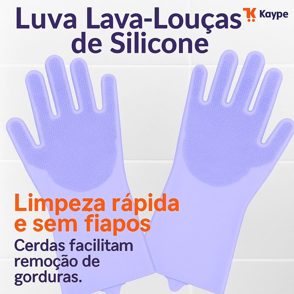 Luva Lava‑Louças e Banheiro de Silicone – Limpeza Rápida e Higiênica | Kaype Store