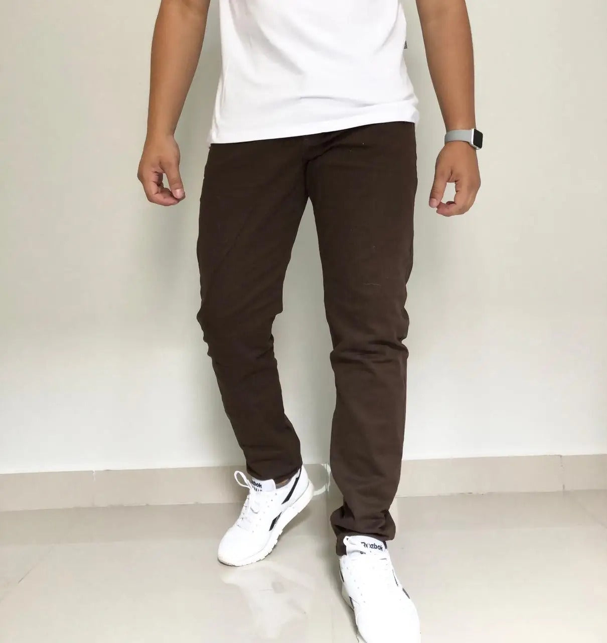 Calça Masculina Marrom Sarja Slim com Lycra - Kaype Store