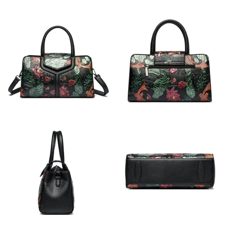 Bolsa Feminina de Couro Floral - Moiza - Kaype Store