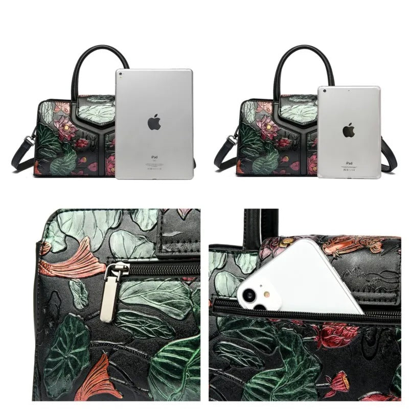 Bolsa Feminina de Couro Floral - Moiza - Kaype Store