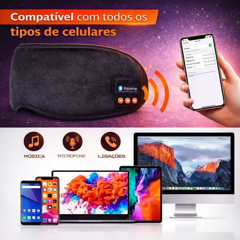 Máscara de Dormir com Fone Bluetooth - Headset Confortável para Sono e Relaxamento | Kaype Store