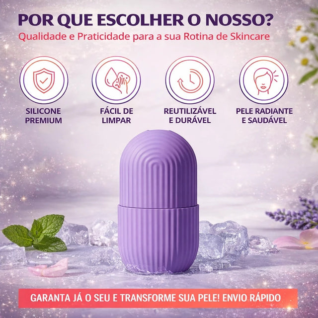 Rolo Massageador Facial de Gelo Reutilizável em Silicone – Kit com 2 Unidades | Kaype Store