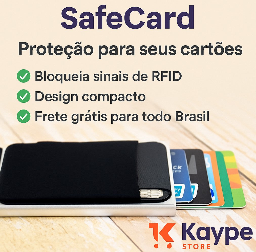 SafeCard – Carteira Bloqueadora RFID | Proteção Contra Golpes e Cartões Antifurto | Kaype Store