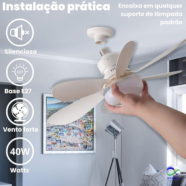 Ventilador de Teto Pro 80W com Luz Integrada – Silencioso, Potente e com Controle Remoto | Kaype Store