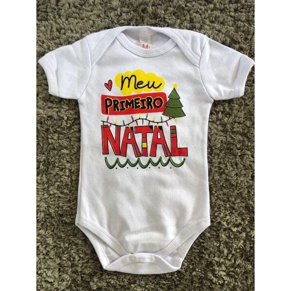 Body - Roupa de Bebe para Natal e Ano Novo MMB008 / NT010 Kaypestore Meu Primeiro Natal P - 1 a 3 Meses 