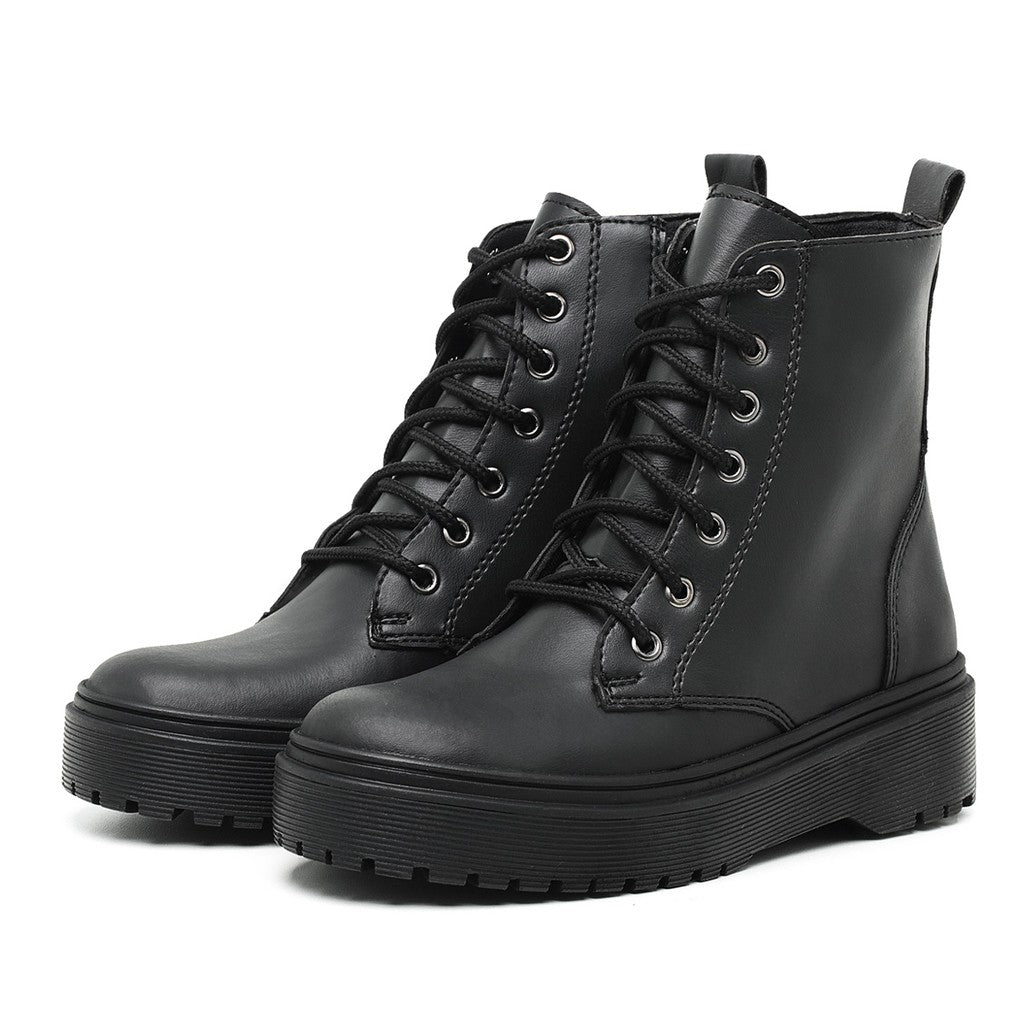 Bota Coturno Cano Curto Tratorado de Couro Ecológico Anti Derrapante Kaypestore 