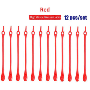 Cadarço Mágico de Silicone - 12 Peças Kaypestore Vermelho 