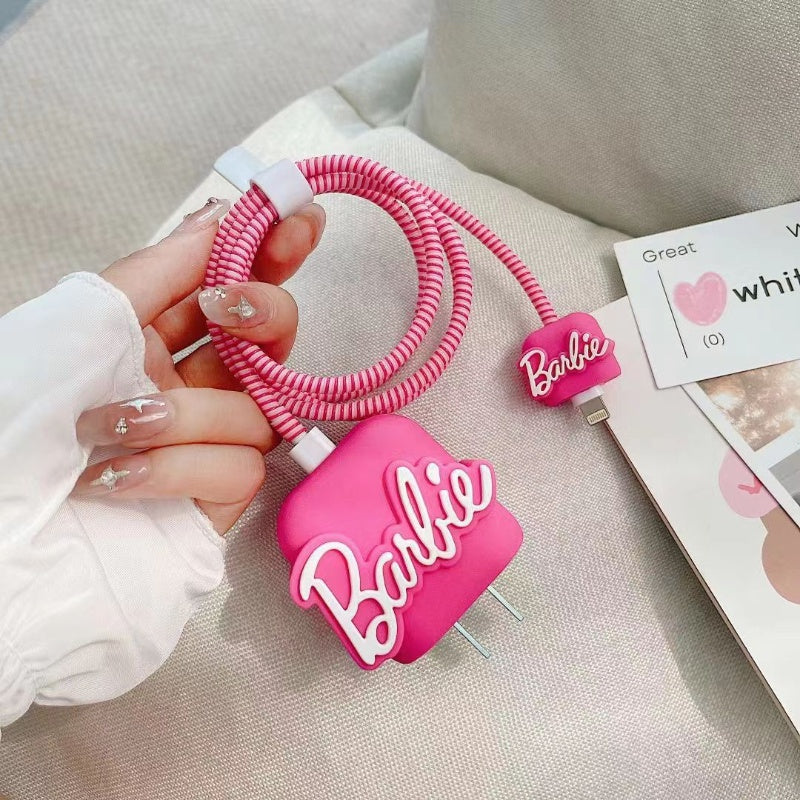 Capa Protetora de Carregador do Iphone Barbie de Silicone Kaypestore 