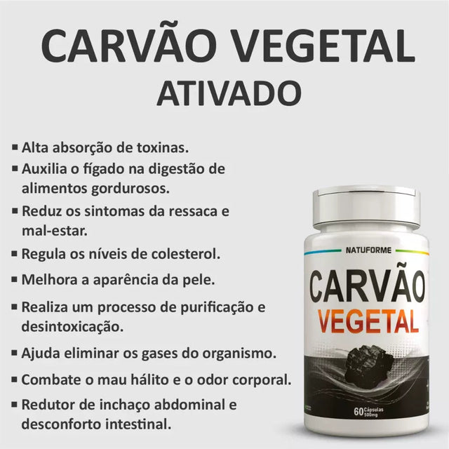 Carvão Vegetal 60 Caps - Original Kaypestore 