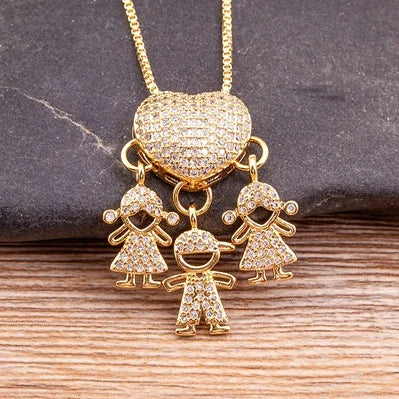 Colar Premium "Amor de Mãe" Kaypestore 2 Meninas e 1 Menino 