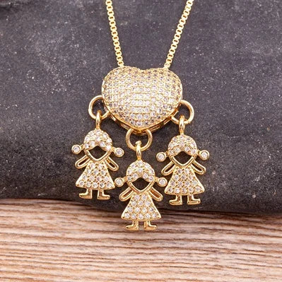Colar Premium "Amor de Mãe" Kaypestore 3 Meninas 