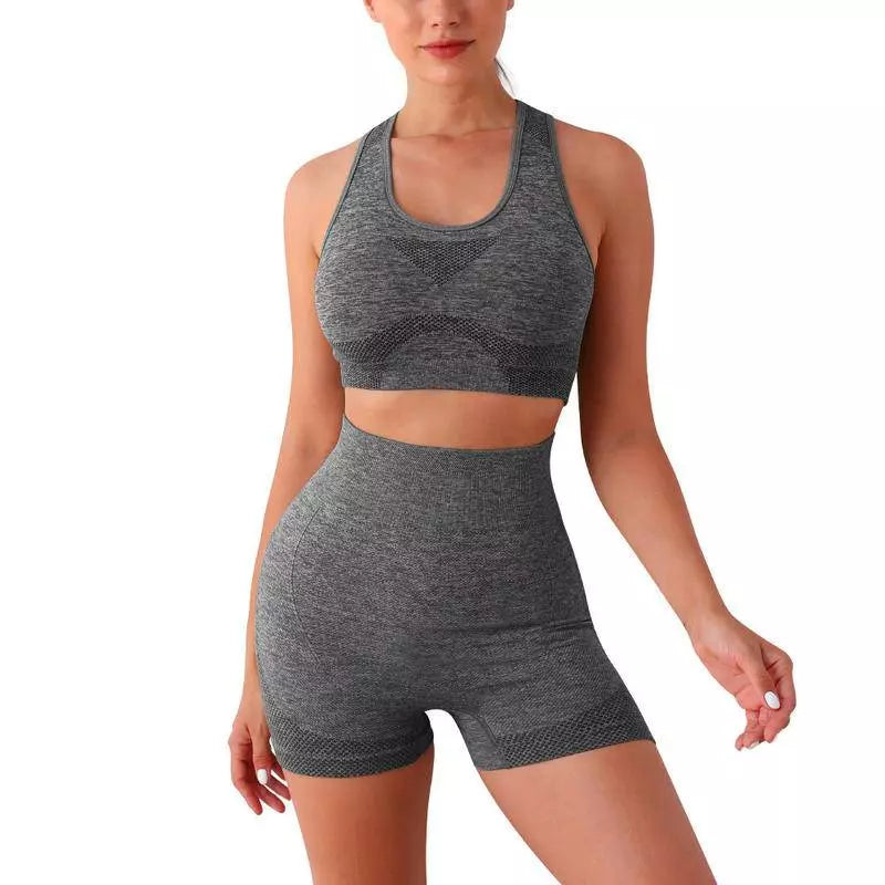 Conjunto Top e Shorts Fitness para Academia Kaypestore P/M Cinza 
