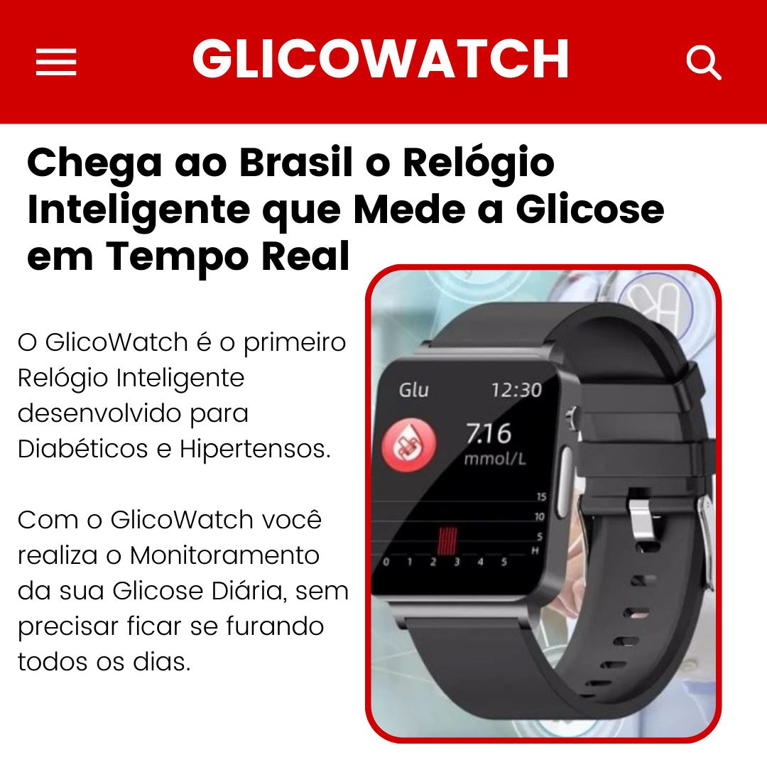 GlicoWatch Pro 2023 - Relógio SmartWatch Medidor de Glicemia e Pressão a Prova D'Agua Kaypestore 