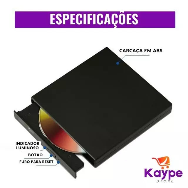 Gravador e Leitor de CD para Computador e Notebook - Eternize seus Melhores Momentos e Registros TC011 Kaypestore 