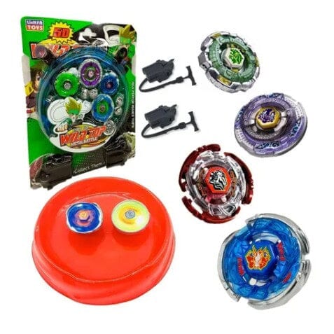 Kit BeyBlade - 2 Beyblade de Metal + lançador + Arena BRQ001 Kaypestore 